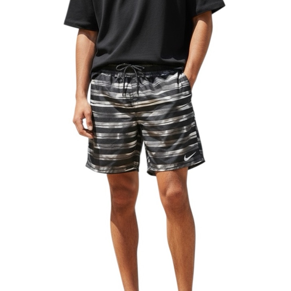 Nike Repel Men's Swim Trunks Shorts Black Gray White Size Small NEW .